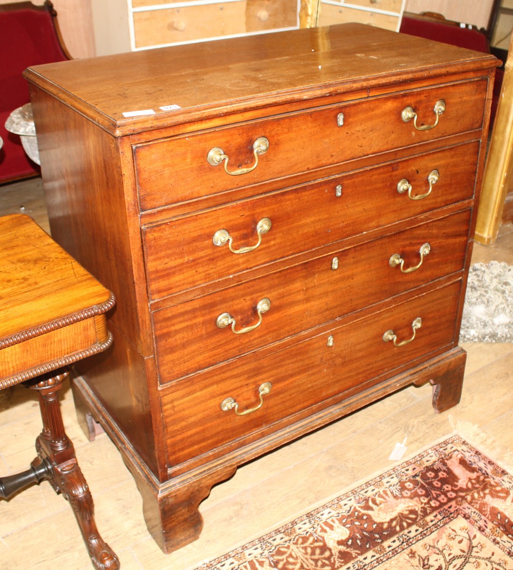 A George III mahogany two part chest, W.93cm D.51cm H.100cm